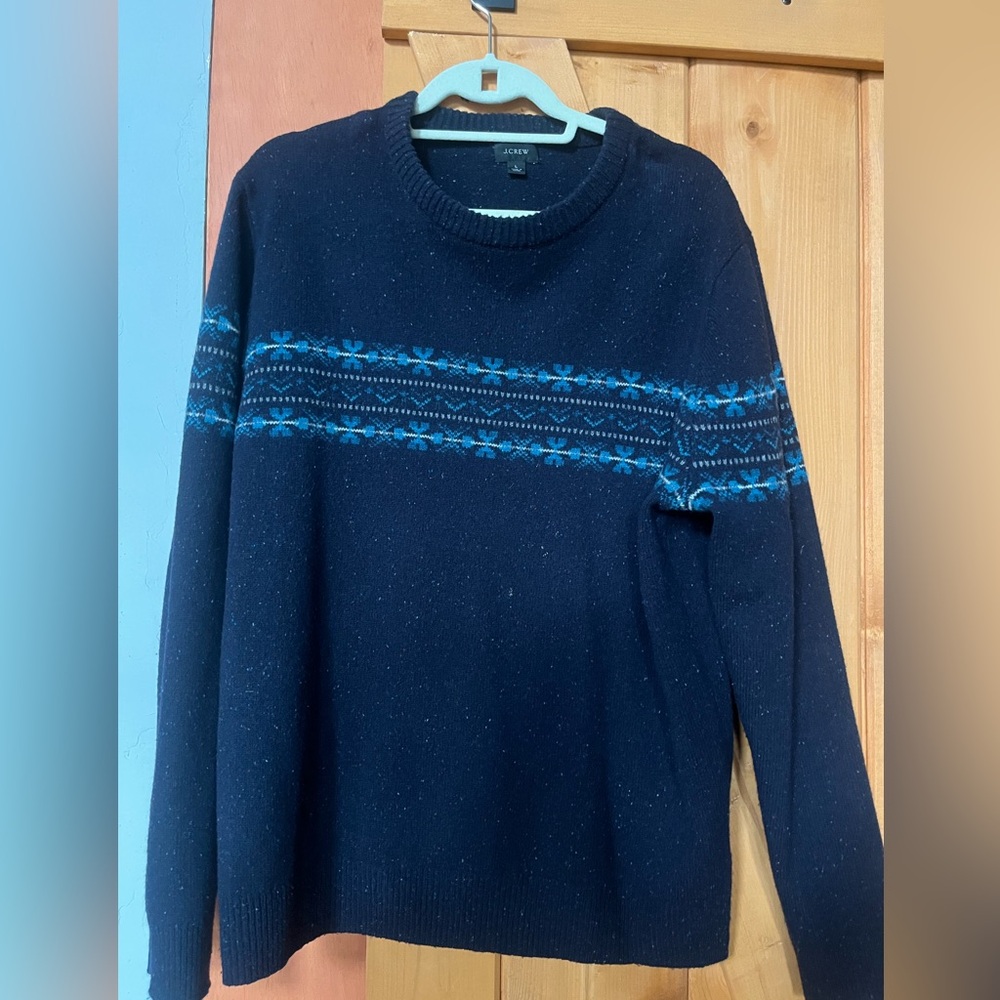 J. Crew Blue Turtleneck Sweater with Nordic Pattern